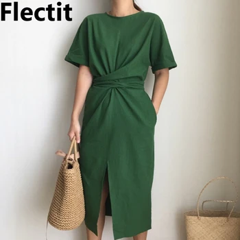 Flecti Women's Tie Knot Midi Dress Vintage Long Dress Split Front Short Sleeve in Cotton & Linen Cozy Dresses Summer Outfits *
Flecti Women's Tie Knot Midi Dress Vintage Long Dress Split Front Short Sleeve in Cotton & Linen Cozy Dresses Summer Outfits *