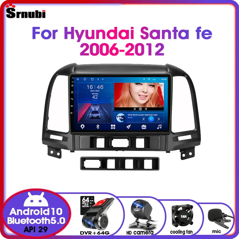 Android 10 2 din IPS для Hyundai Santa Fe 2006-2012 автомобильный радиоприемник с навигацией GPS