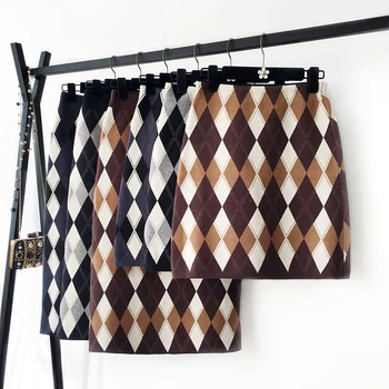 Retro Rhomboid Midi Pencil Knitted Skirts Autumn Winter Preppy Cashmere BlendColored Plaid Women Hip Package Long Knit Skirts
Retro Rhomboid Midi Pencil Knitted Skirts Autumn Winter Preppy Cashmere BlendColored Plaid Women Hip Package Long Knit Skirts