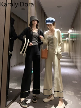 Women's suit 2020 temperament lazy high waist drape wide-leg pants suit striped vest + knitted cardigan three-piece suit
Women's suit 2020 temperament lazy high waist drape wide-leg pants suit striped vest + knitted cardigan three-piece suit