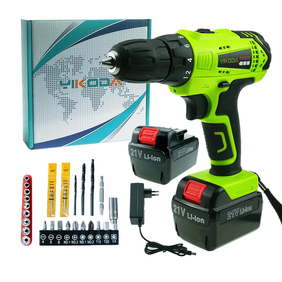 21v Cordless Drill Household Screwdriver DIY Power Tools Rechargeable Two Lithium Battery Carton Package Plus Accessories
21v Cordless Drill Household Screwdriver DIY Power Tools Rechargeable Two Lithium Battery Carton Package Plus Accessories