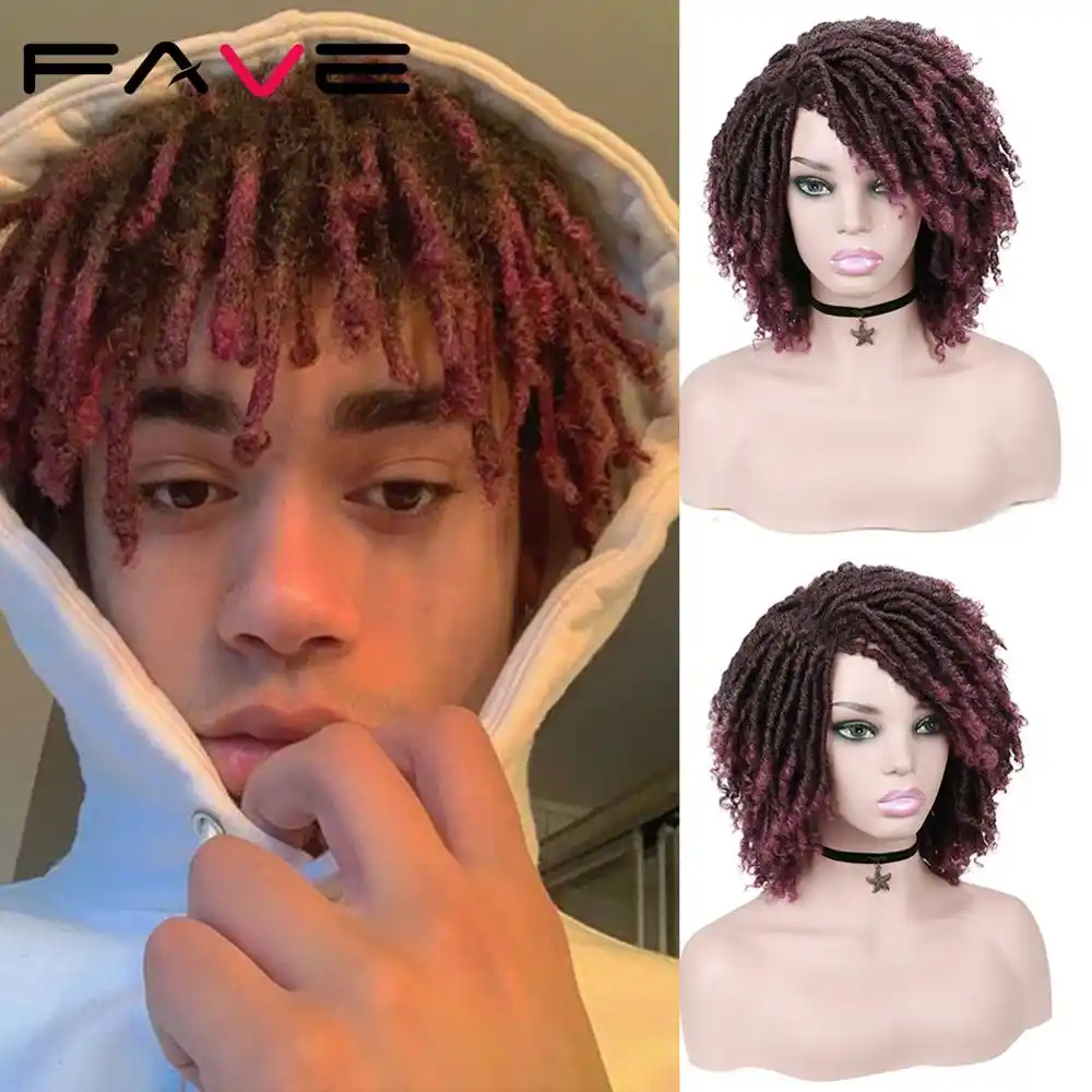 Wignee Korotkie Bordovye Sinteticheskie Pariki Dlya Chernyh Zhenshin Dredlok Dredy Afrikanskaya Pricheska Pletenyj Vyazanyj Kryuchkom Tvist Volokna Volos Parik Aliekspress