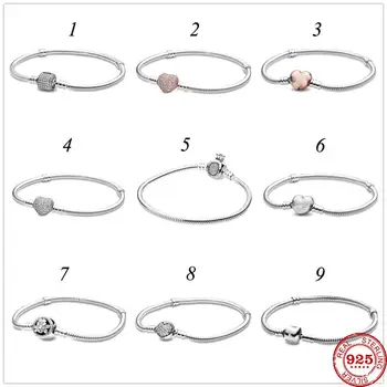 

925 Sterling Silver Clasp Snake Chain Crown Charm Bracelets & Bangles Bracelets For Women Jewellery Pulseira Feminina Bracelet