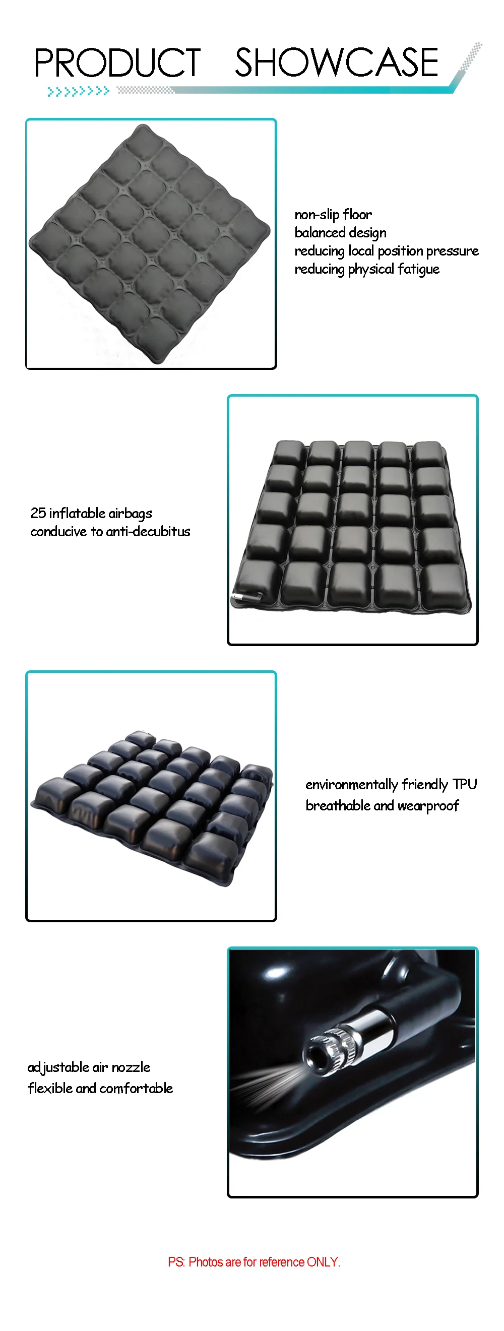 Air Cell Acupressure Mat Body Massage Mat Inflatable Wheelchair Seat Back Cushions Fitness Yoga Mat Anti-decubitus Pain Relief