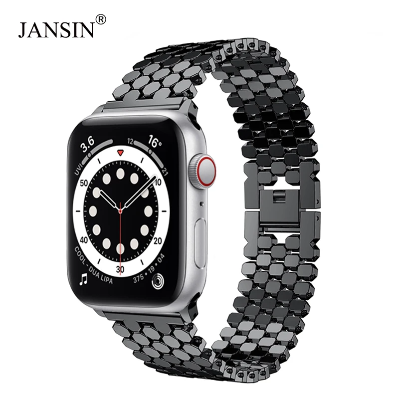 Фото Ремешок из нержавеющей стали JANSIN link для apple watch band 42 мм/38 мм/40/44 мм SE - купить