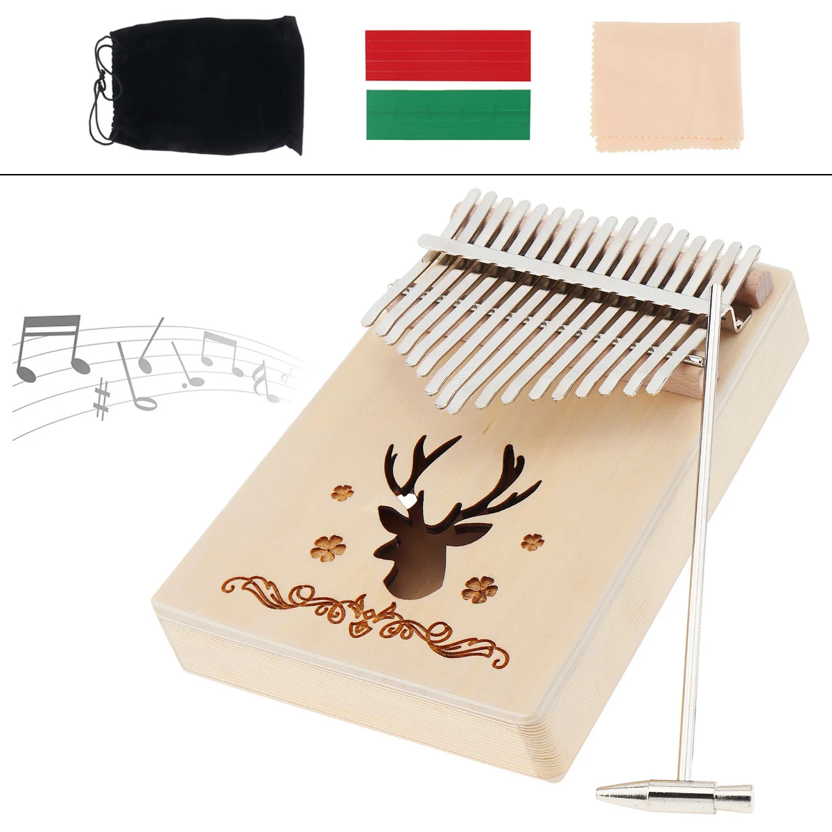 17 Key Kalimba Spruce Elk Sound Hole Thumb Piano Mbira with Tuning Hammer for Beginner / Professional Performance
17 Key Kalimba Spruce Elk Sound Hole Thumb Piano Mbira with Tuning Hammer for Beginner / Professional Performance