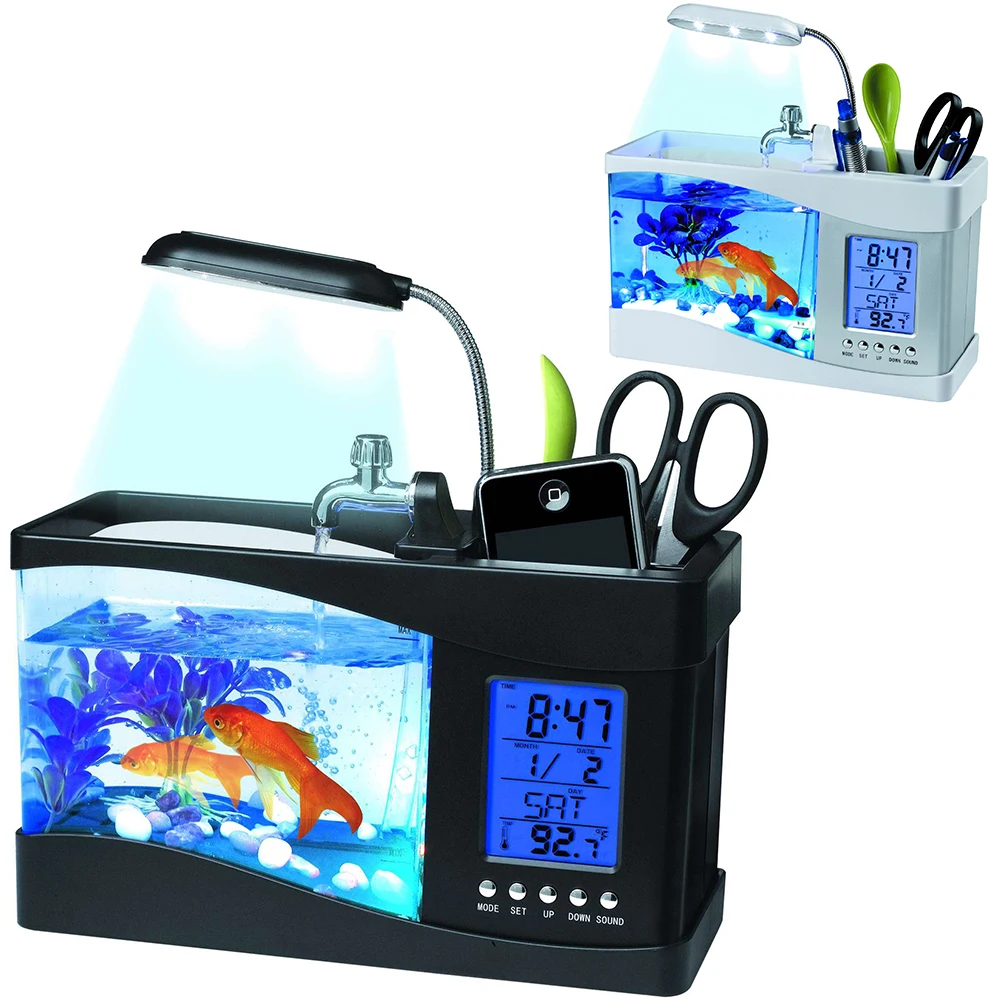 Mini Fish Tank Desktop Fish Tank Aquarium USB Multi-functional Fish Bowls LCD Display Screen Calendar Clock Aquarium Tank D20
Mini Fish Tank Desktop Fish Tank Aquarium USB Multi-functional Fish Bowls LCD Display Screen Calendar Clock Aquarium Tank D20