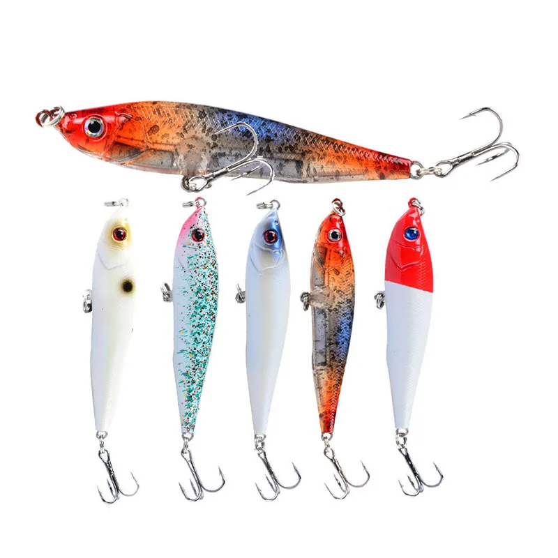 Sinking Pencil Plastic Hard Bait 5Pcs/set 8cm/13g Artificial Bionic Bait Wobbler 6# With Hook 3D Simulation EyesFishing Lures
Sinking Pencil Plastic Hard Bait 5Pcs/set 8cm/13g Artificial Bionic Bait Wobbler 6# With Hook 3D Simulation EyesFishing Lures