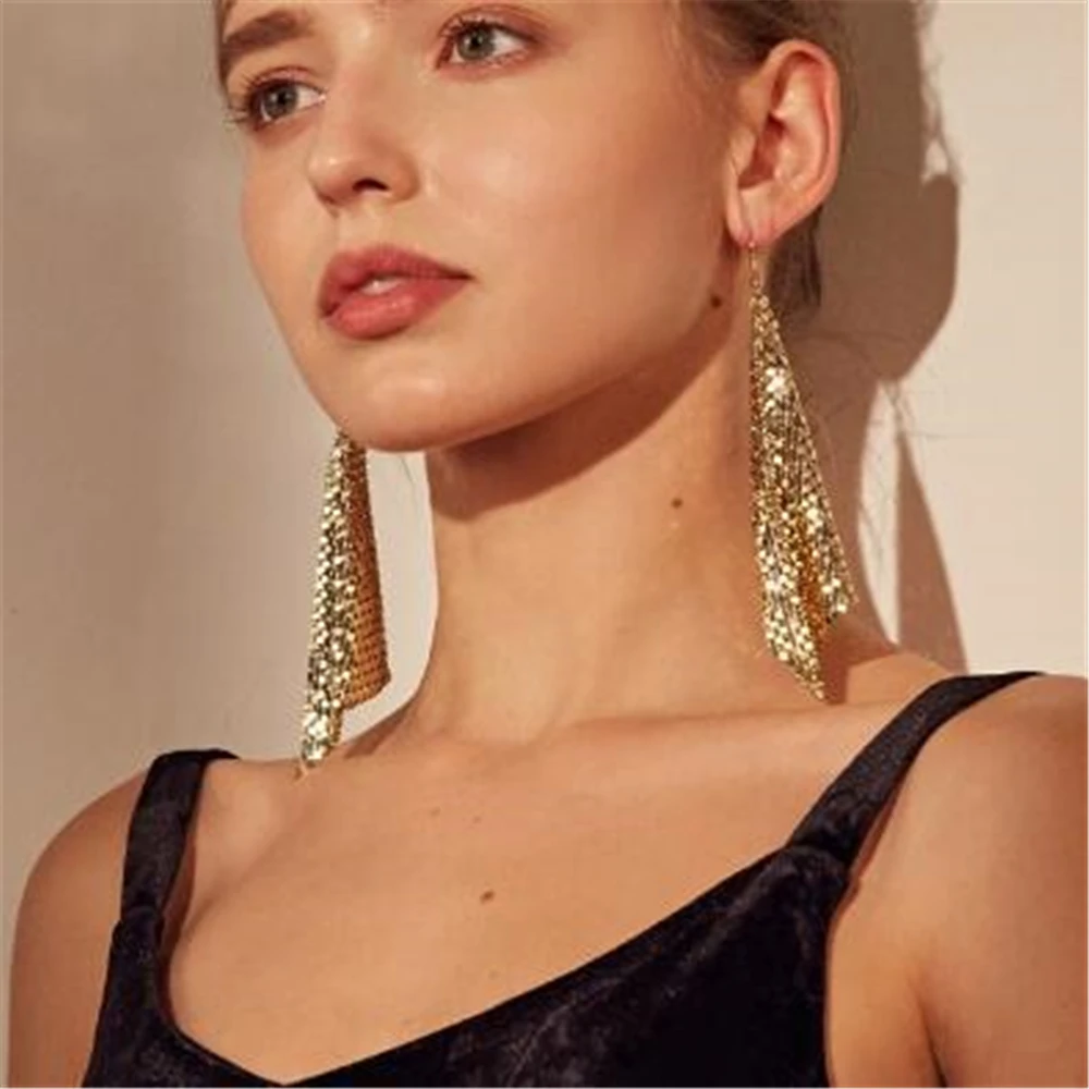 1 Pair Trendy Metal Colorful Sequined Tassel Earrings Creative New Square Geometry Long Earrings
1 Pair Trendy Metal Colorful Sequined Tassel Earrings Creative New Square Geometry Long Earrings