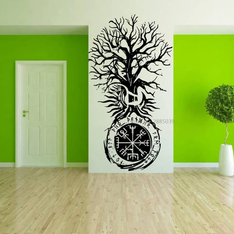 The Ancient Vikings Moon Decor Tree Of Life Living Room Bedroom Home Decal Removable Vinyl Wall Sticker Mural BD331 | Дом и сад