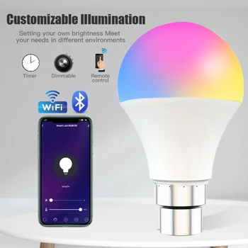 Dimmable 9W E27/E26 RGBCW WiFi Smart Light Bulb LED Lamp App Operate Alexa Google Assistant Control Wake Up Smart Lamp Light
Dimmable 9W E27/E26 RGBCW WiFi Smart Light Bulb LED Lamp App Operate Alexa Google Assistant Control Wake Up Smart Lamp Light