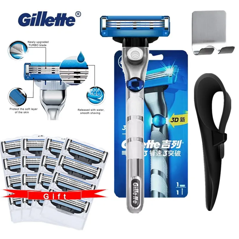 Gillette Mach 3 Turbo 3D Men's Razor Handle Machine for Shaving Razor Blade Cassettes Shaver For Beard with Rubber Sleeve Hook
Gillette Mach 3 Turbo 3D Men's Razor Handle Machine for Shaving Razor Blade Cassettes Shaver For Beard with Rubber Sleeve Hook