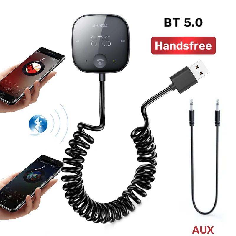2021 Bluetooth 5.0 Car MP3 Player FM Transmitter Handsfree AUX Wireless Kit Modulator Support TF Card Music Playback | Электроника