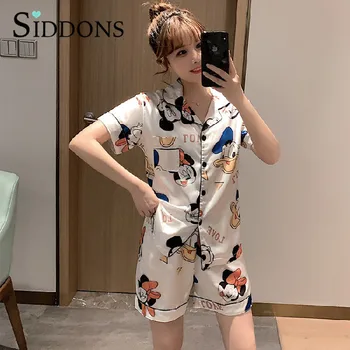 Brand printing Pajamas ladies summer short-sleeved nightgowns simulation silk sexy spring autumn sleepwear home clothing
Brand printing Pajamas ladies summer short-sleeved nightgowns simulation silk sexy spring autumn sleepwear home clothing