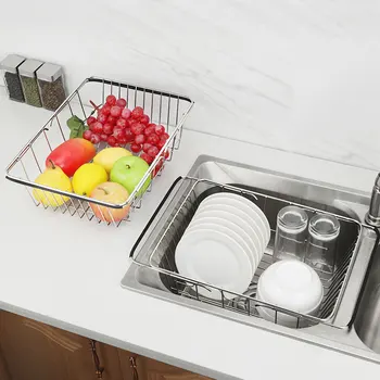 Adjustable Over Sink Dish Drying Rack Stainless Steel Kitchen Storage Basket Drain Holder Fruit Rustproof Home Organizer
Adjustable Over Sink Dish Drying Rack Stainless Steel Kitchen Storage Basket Drain Holder Fruit Rustproof Home Organizer