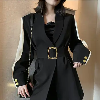 Women Blazer Jacket Metal Gold Buckle Belt Black Blazers 2019 High Quality Femme Fashion Ladies Jacket Coat Outwear
Women Blazer Jacket Metal Gold Buckle Belt Black Blazers 2019 High Quality Femme Fashion Ladies Jacket Coat Outwear