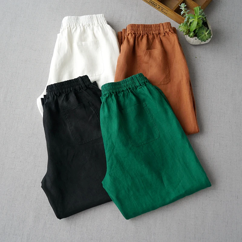 Spring Autumn New Arrivals Women All-match Loose Comfortable Soft Water Washed Linen Trousers Elastic Waist Harem Pants 4 Colors
Spring Autumn New Arrivals Women All-match Loose Comfortable Soft Water Washed Linen Trousers Elastic Waist Harem Pants 4 Colors