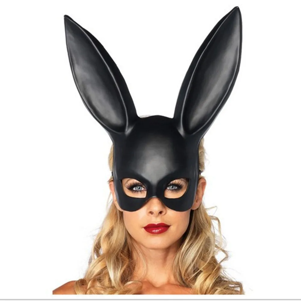 

Mark Black Women Girl Sexy Rabbit Ears Mask Cute Bunny Long Ears Bondage Mask Halloween Masquerade Party Cosplay Costume Props