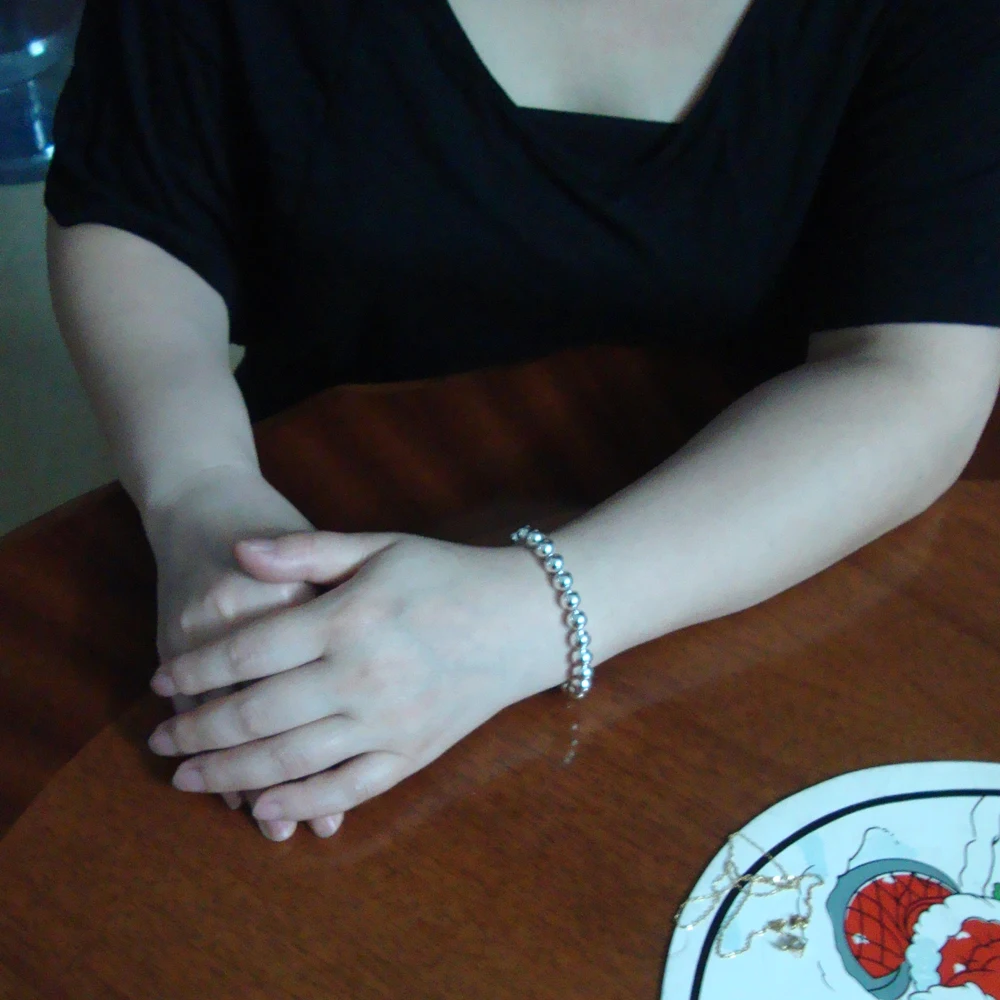 women's 925 sterling silver bracelet simple style beaded chain Solid silver not fade 6mm16-20cm size charm female Accessories women's 925 sterling silver bracelet simple style beaded chain Solid silver not fade 6mm16-20cm size charm female Accessories