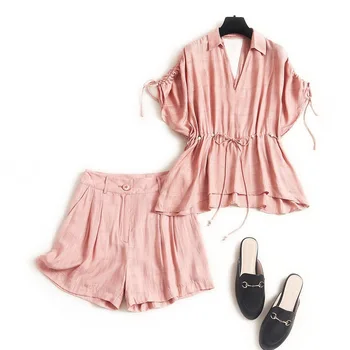 solid color human silk suit pants women 2020 summer bat sleeve drawstring shirt straight pants two piece set 82750
solid color human silk suit pants women 2020 summer bat sleeve drawstring shirt straight pants two piece set 82750