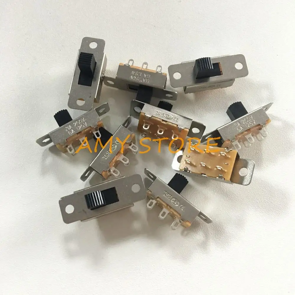 

10pcs SS-22L05 8mm Knob Height On Off 2 Position 2P2T 6 Pins PCB Panel Slide Switch 6A/125V 3A/250V AC Car Refrigerator Cleaner