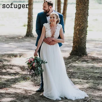 Fantacy White Wedding Dress Illusion Back V Neck Tulle Robe De Mariee Sofuge Dubai Boho Arabic Abiti Da Sposa 
Fantacy White Wedding Dress Illusion Back V Neck Tulle Robe De Mariee Sofuge Dubai Boho Arabic Abiti Da Sposa