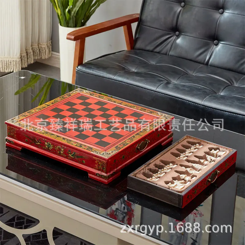 Antique chess, terracotta warriors and horses, chess three-dimensional figures, chess antique wooden chess board
Antique chess, terracotta warriors and horses, chess three-dimensional figures, chess antique wooden chess board