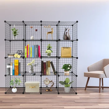 

16 Cube Storage Storage Shelves Wire Origami Shelves Metal Grid Multifunction Shelving Unit Modular Organizer Bookcase Shelf