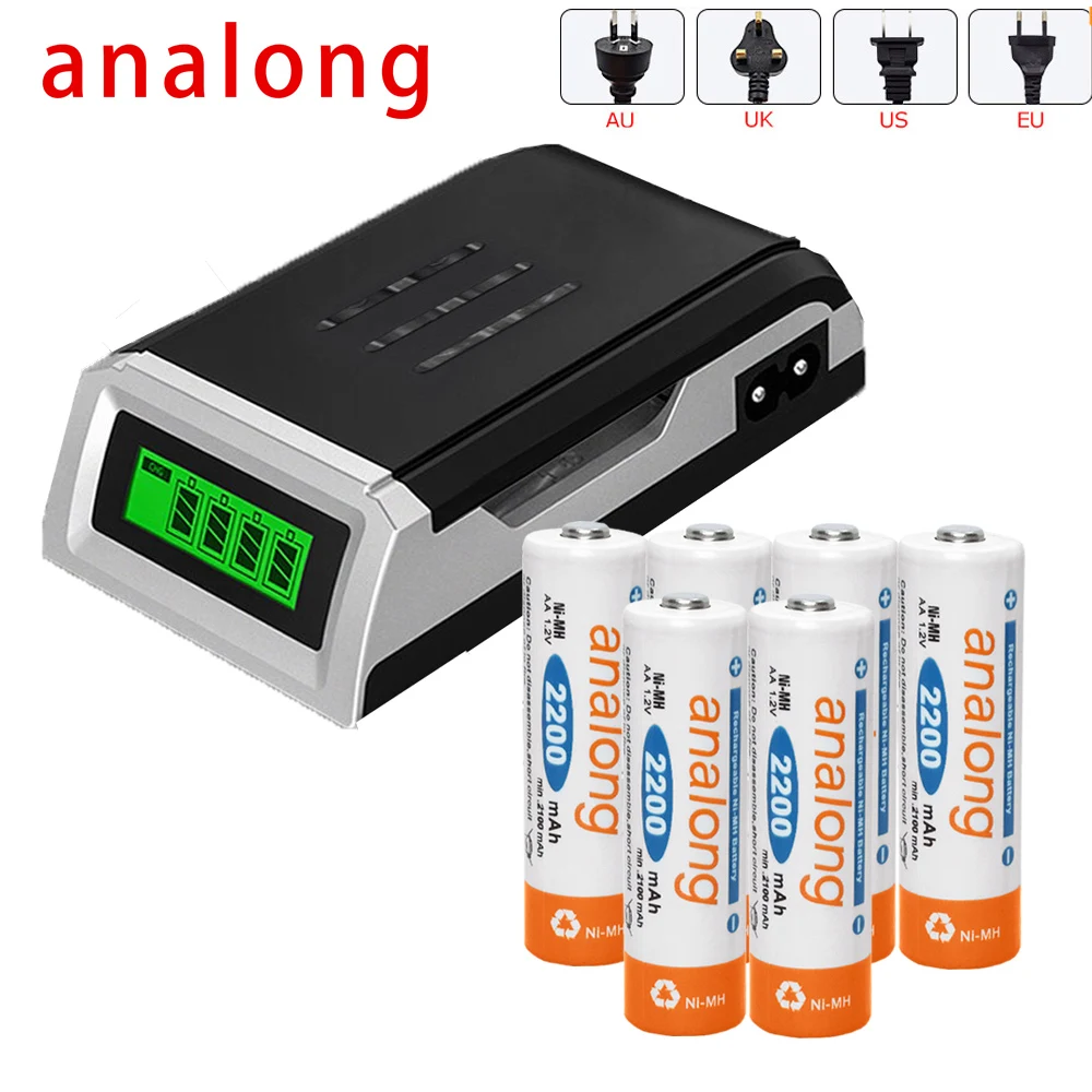 AA Rechargeable Battery AA NiMH 1.2V 2200mAh Ni-MH 2A Pre-charged Bateria Rechargeable Batteries for Camera+lcd smart charger
AA Rechargeable Battery AA NiMH 1.2V 2200mAh Ni-MH 2A Pre-charged Bateria Rechargeable Batteries for Camera+lcd smart charger