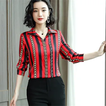 Printed Silk Shirt Spring/Summer Blouses 2019 New Women's Fashion Elegant slim Shirt 3/4 Sleeve Female Trend Casual Work Wear XL
Printed Silk Shirt Spring/Summer Blouses 2019 New Women's Fashion Elegant slim Shirt 3/4 Sleeve Female Trend Casual Work Wear XL