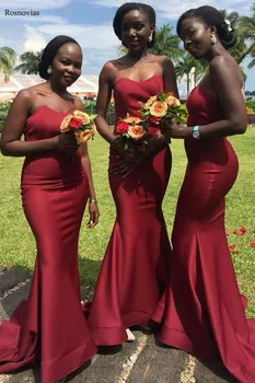Africa Burgundy Mermaid Bridesmaid Dresses 2019 Strapless Open Back Long Black Girl Wedding Guest Maid Of Honor Gowns Cheap
Africa Burgundy Mermaid Bridesmaid Dresses 2019 Strapless Open Back Long Black Girl Wedding Guest Maid Of Honor Gowns Cheap