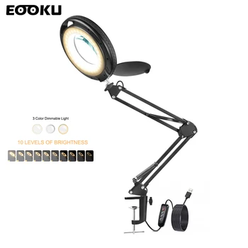 EOOKU 8W USB Table Lamp 5X Magnifier Desk Light Foldable 3-Color 10-Level Dimming With Dust Cover For Professional Reading
EOOKU 8W USB Table Lamp 5X Magnifier Desk Light Foldable 3-Color 10-Level Dimming With Dust Cover For Professional Reading