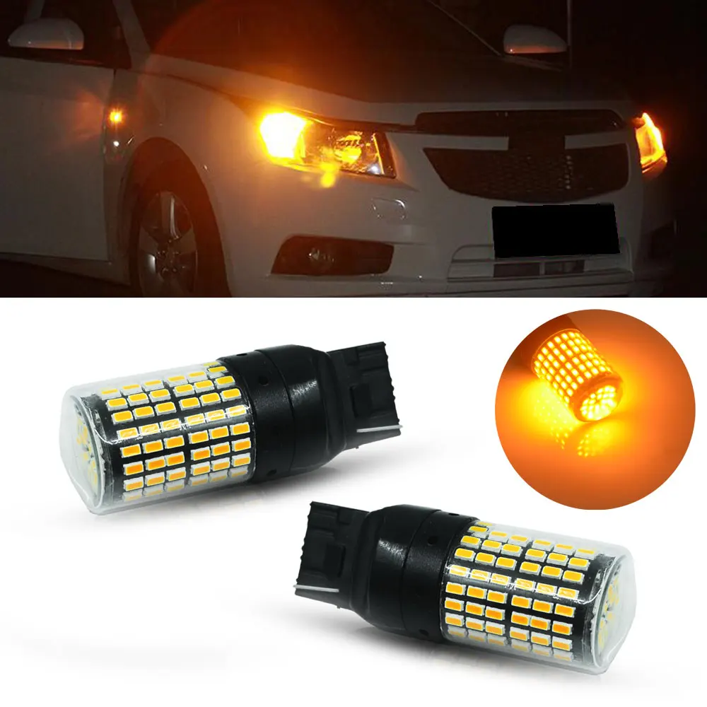 2pcs Canbus No OBC Error Message Amber Yellow 7440 T20 144-SMD LED Replace Bulbs For Front or Rear Turn Signal Lights
2pcs Canbus No OBC Error Message Amber Yellow 7440 T20 144-SMD LED Replace Bulbs For Front or Rear Turn Signal Lights