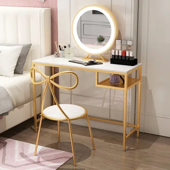 Dressing Table Stool Makeup Vanity Led Mirror Organizer Drawers Desk Bedroom Golden Iron Table Modern Simple Small Apartment
Dressing Table Stool Makeup Vanity Led Mirror Organizer Drawers Desk Bedroom Golden Iron Table Modern Simple Small Apartment