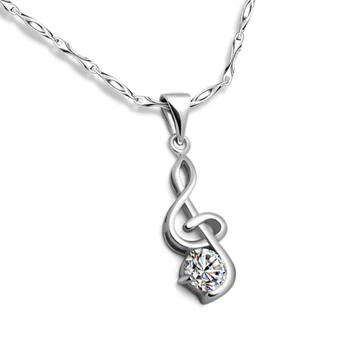 Christmas gifts Music symbol pendant necklace 925 sterling silver women necklace Zircon pendant silver jewelry accessories gift 
Christmas gifts Music symbol pendant necklace 925 sterling silver women necklace Zircon pendant silver jewelry accessories gift