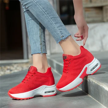 Hide Heel Sneakers Women Flying Knitting Mesh Breathable Lady Platform Shoes 9cm Height Increasing Black White Sneakers
Hide Heel Sneakers Women Flying Knitting Mesh Breathable Lady Platform Shoes 9cm Height Increasing Black White Sneakers