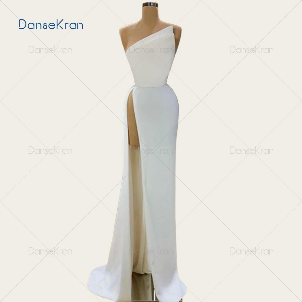 High Side Split Prom Dresses White Strapless Straight Formal Evening Dresses Zipper Up Back Straight Satin Prom Gowns For Party
High Side Split Prom Dresses White Strapless Straight Formal Evening Dresses Zipper Up Back Straight Satin Prom Gowns For Party
