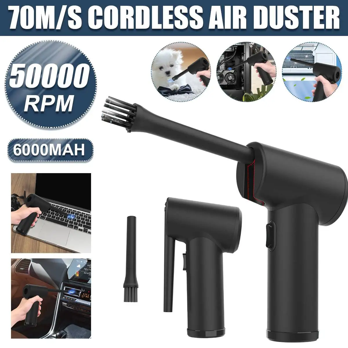 50000RPM Cordless Air Duster Electric Air Can For Computer Keyboard Car Cleaning 6000mAh Rechargeable Battery Dust Destroyer
50000RPM Cordless Air Duster Electric Air Can For Computer Keyboard Car Cleaning 6000mAh Rechargeable Battery Dust Destroyer