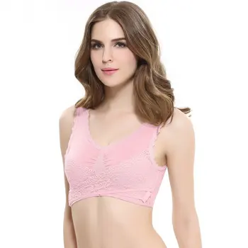 Women Sexy Lingerie Lace Solid Color Cross Side Buckle Wireless Push up Sports Underwear Breathable Sleep Bra 
Women Sexy Lingerie Lace Solid Color Cross Side Buckle Wireless Push up Sports Underwear Breathable Sleep Bra