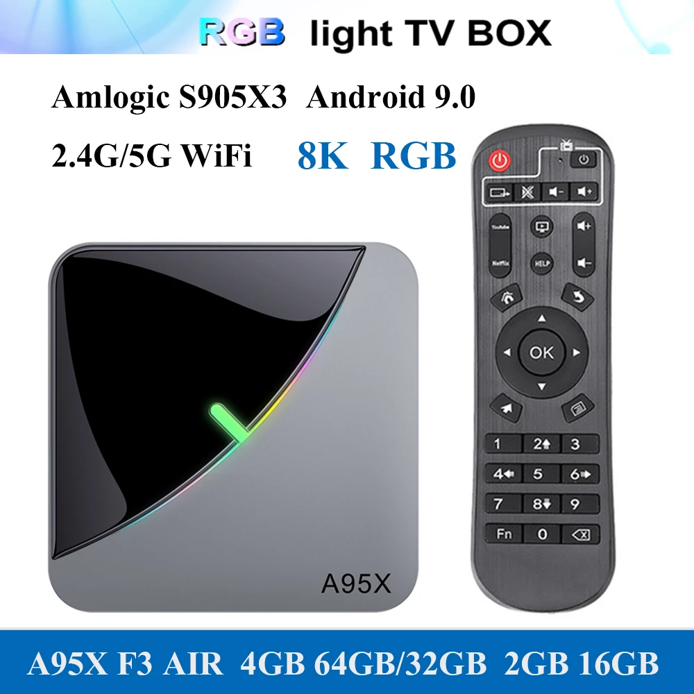 Приставка Смарт ТВ A95X F3 AIR Android 9 0 2 4 ГГц/телефон Wi Fi BT4.2 8K декодирование UHD 4K