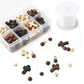 DIY Bracelet Necklace Making Wood Beads and Plating Acrylic Beads Round and Cross Mixed Color, 11x7x3cm
DIY Bracelet Necklace Making Wood Beads and Plating Acrylic Beads Round and Cross Mixed Color, 11x7x3cm