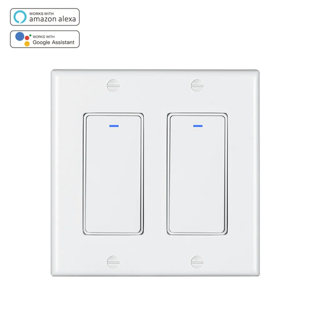 Wifi Push Button 2 Gang Switch US Standard Smart Phone Control Voice Control Global Control Support Alexa Google Home IFTTT 
Wifi Push Button 2 Gang Switch US Standard Smart Phone Control Voice Control Global Control Support Alexa Google Home IFTTT