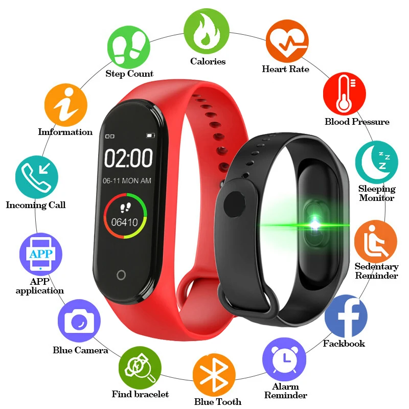 M4 Smart Watch Fitness Tracker with Heart Rate Blood Pressure Monitor Sport Pedometer Men Women Smart Bracelet for IOS Android
M4 Smart Watch Fitness Tracker with Heart Rate Blood Pressure Monitor Sport Pedometer Men Women Smart Bracelet for IOS Android