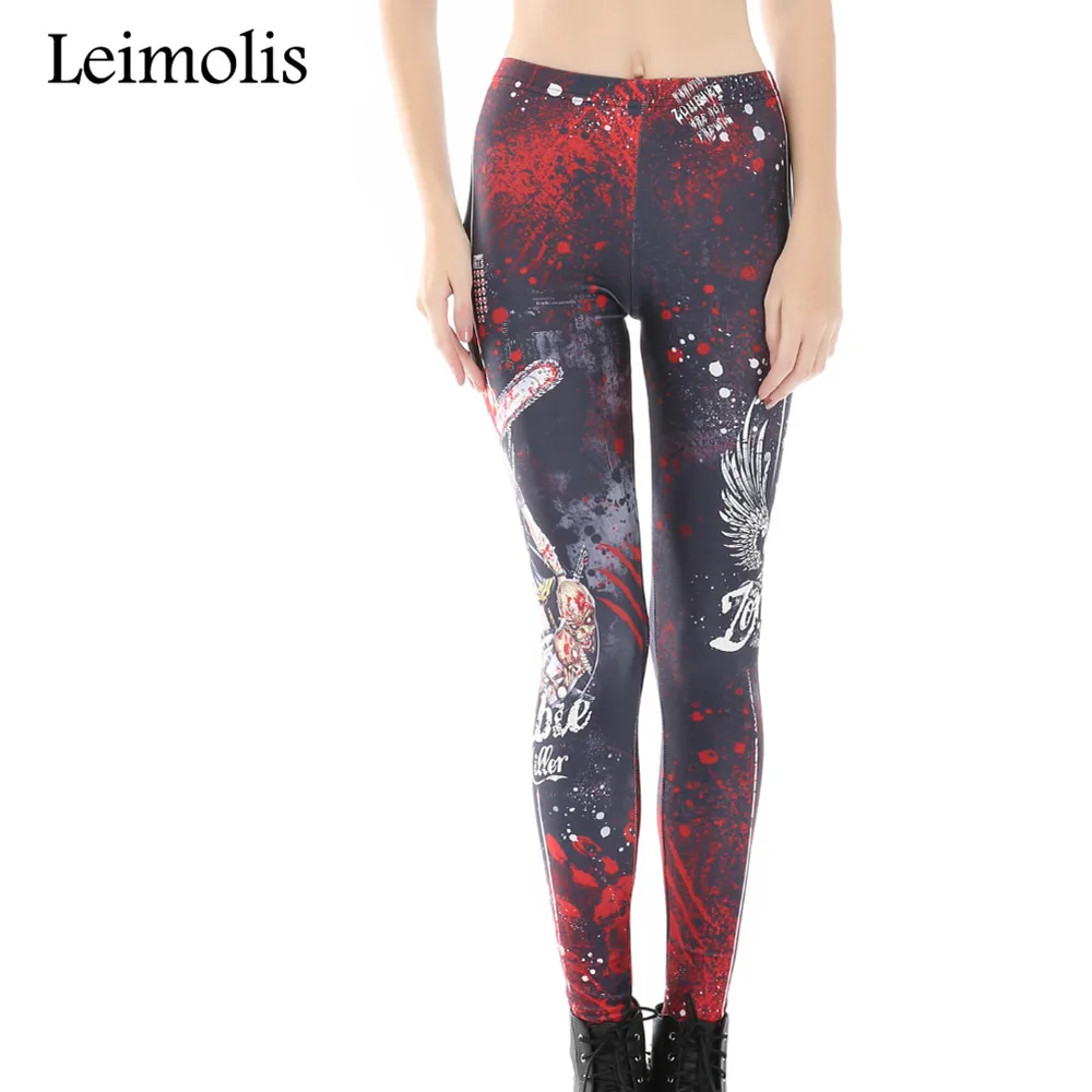 

Leimolis new 3D print Zombie Killer Harajuku punk High Waist workout push up spandex plus size fitness leggings women pants