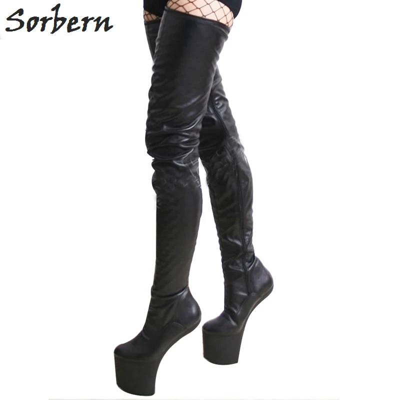 Sorbern Light Hoof Heelless Med Thigh High Boots Women Over The Knee Boots Platform Punk Women Shoes Luxury Black Size 10
Sorbern Light Hoof Heelless Med Thigh High Boots Women Over The Knee Boots Platform Punk Women Shoes Luxury Black Size 10