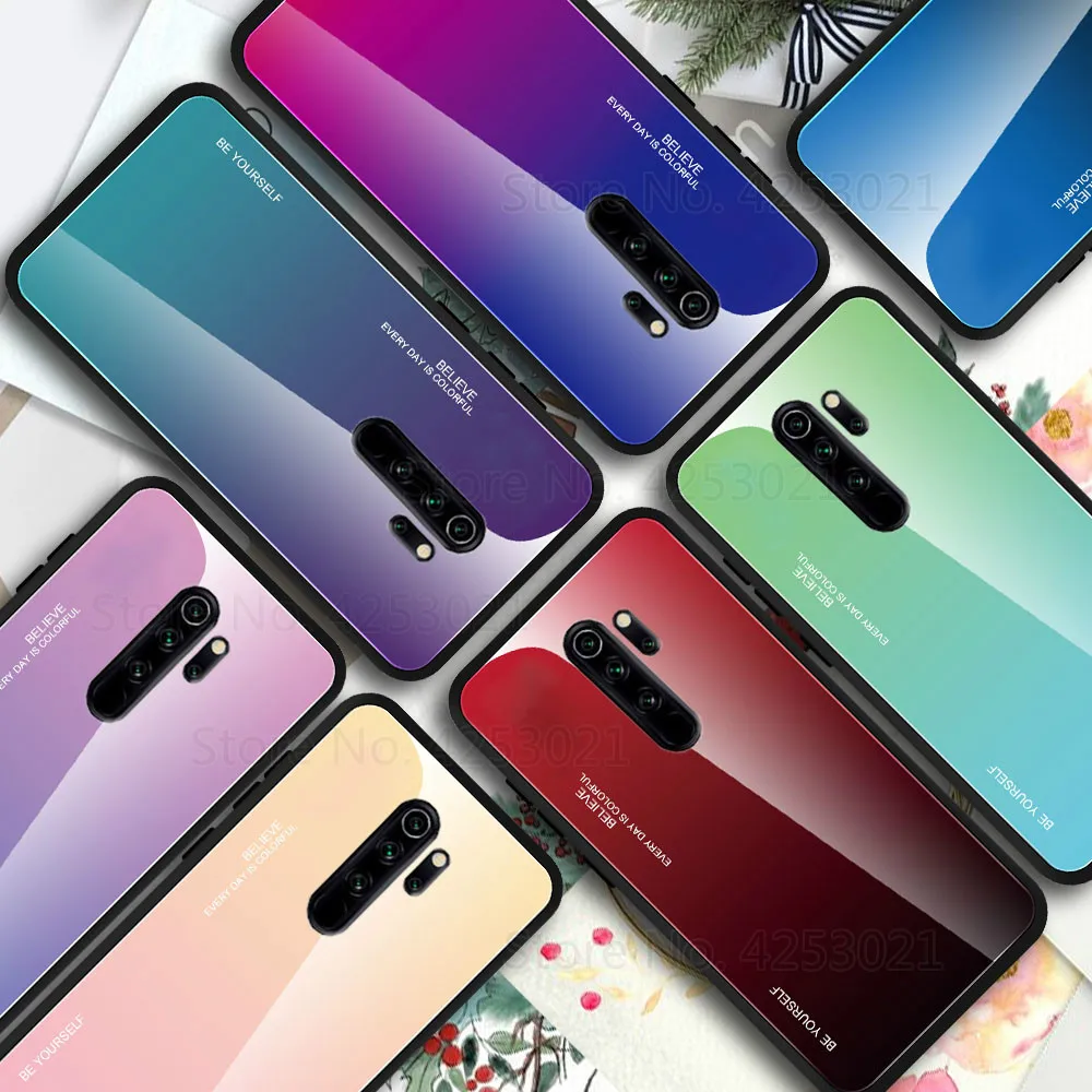 Роскошный градиентный чехол из закаленного стекла для Xiaomi Mi 9T A3 Lite Redmi K20 Note 9s 8 7 9 Pro