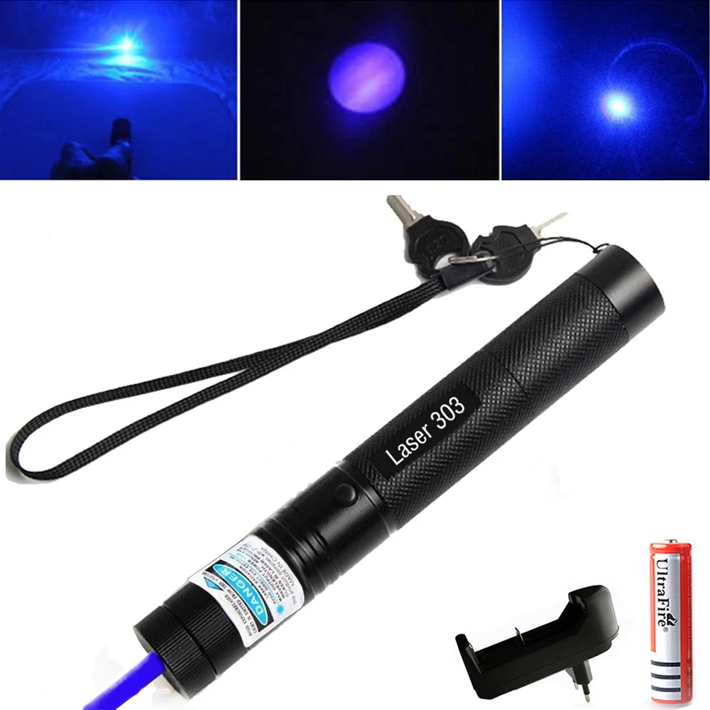 

Green /Red Blue Laser Pointer 532nm 5mW 303 Laser Pen Adjustable Starry Head Burning Match lazer With 18650 Battery+Charger