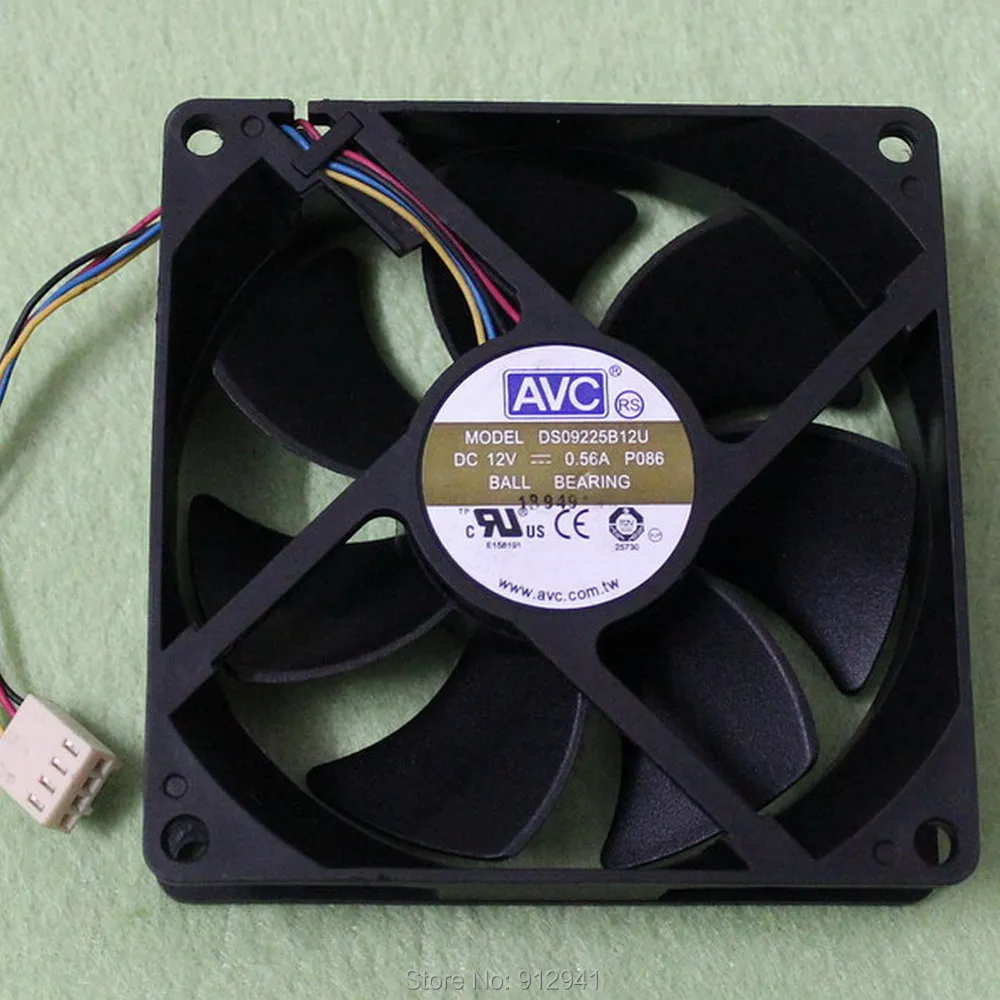 B174 AVC DS09225B12U 9225 92 мм x 25 ШИМ шарикоподшипник охлаждающий вентилятор 12 В 0.56A 4 провода