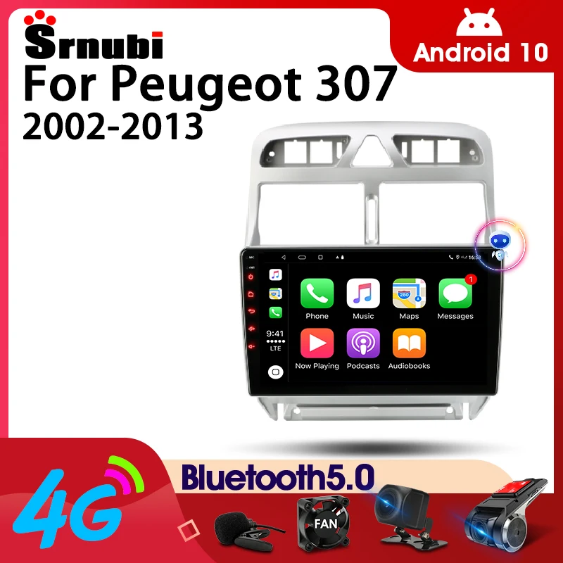 Автомобильное радио Srnubi Android 10 мультимедийный видеоплеер для Peugeot 307 2002-2013 2 Din 4G Wi-Fi