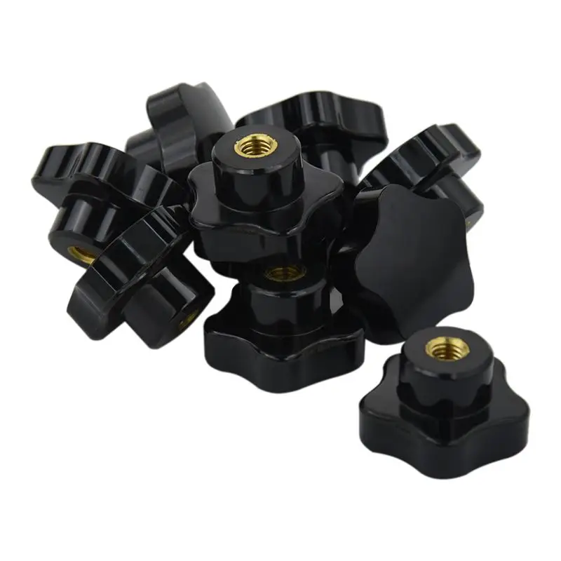 10 x black 38mm star head M8 female thread nuts locking screw grip band M8 x 38mm 
10 x black 38mm star head M8 female thread nuts locking screw grip band M8 x 38mm